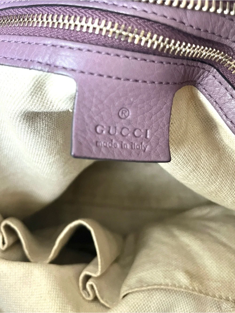 Gucci Miss GG medium size Canvas Shoulder bag Rare Lavender color leather trim